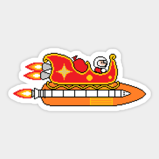 8-bit Christmas Santa Rocket Sleigh Sticker